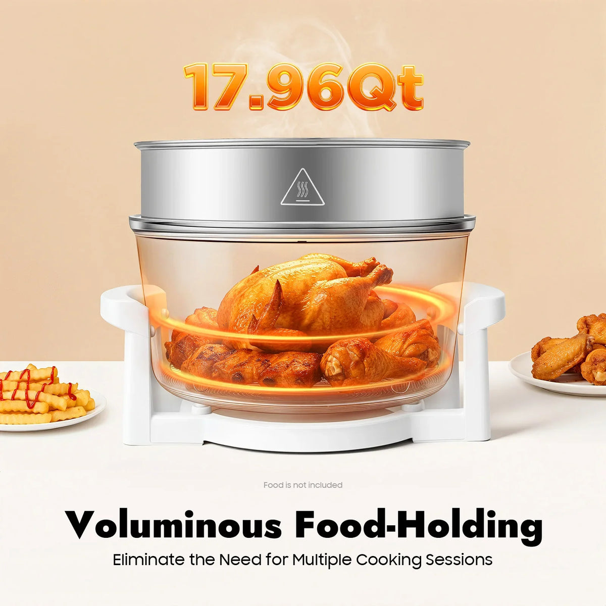 17.96QT Large Capacity Digital Air Fryer Oven 1200W–1400W with 360° Hot Air Circulation