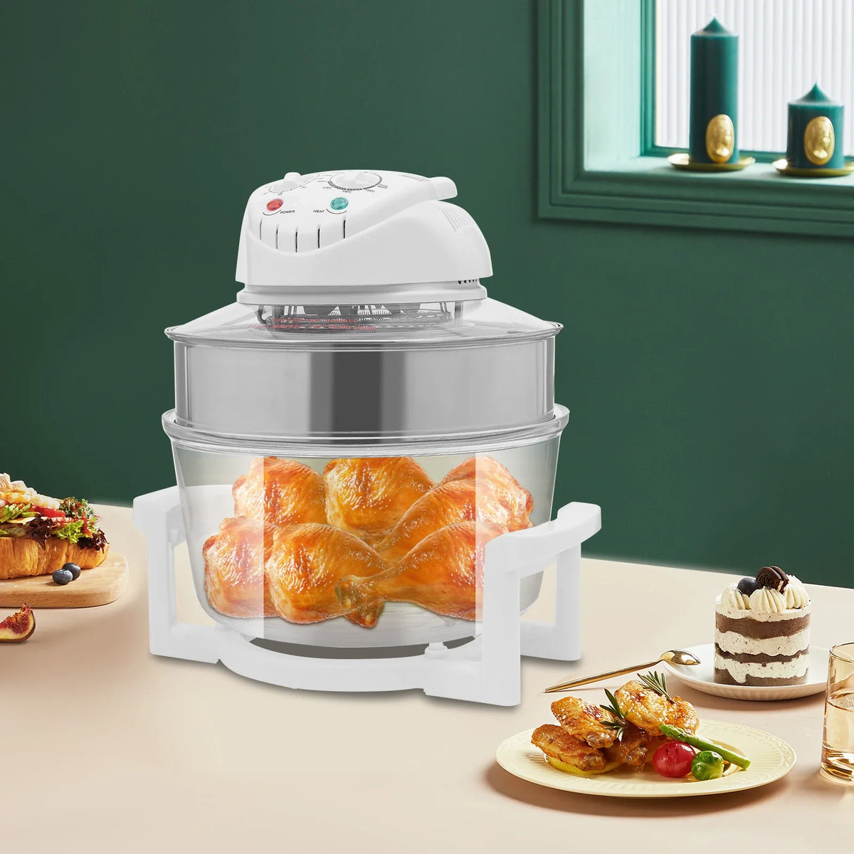17.96QT Large Capacity Digital Air Fryer Oven 1200W–1400W with 360° Hot Air Circulation
